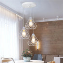 Axyaa White Iron Cage Pendant Lights - Modern Chandelier for Living Room