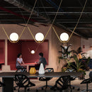 Axyaa Nordic Glass Ball Pendant Light - Minimalist Golden Black Line Lamp