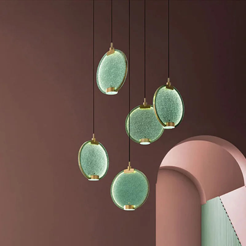 Axyaa Brass Minimalist Pendant Lamp Glass Round Light Fixture