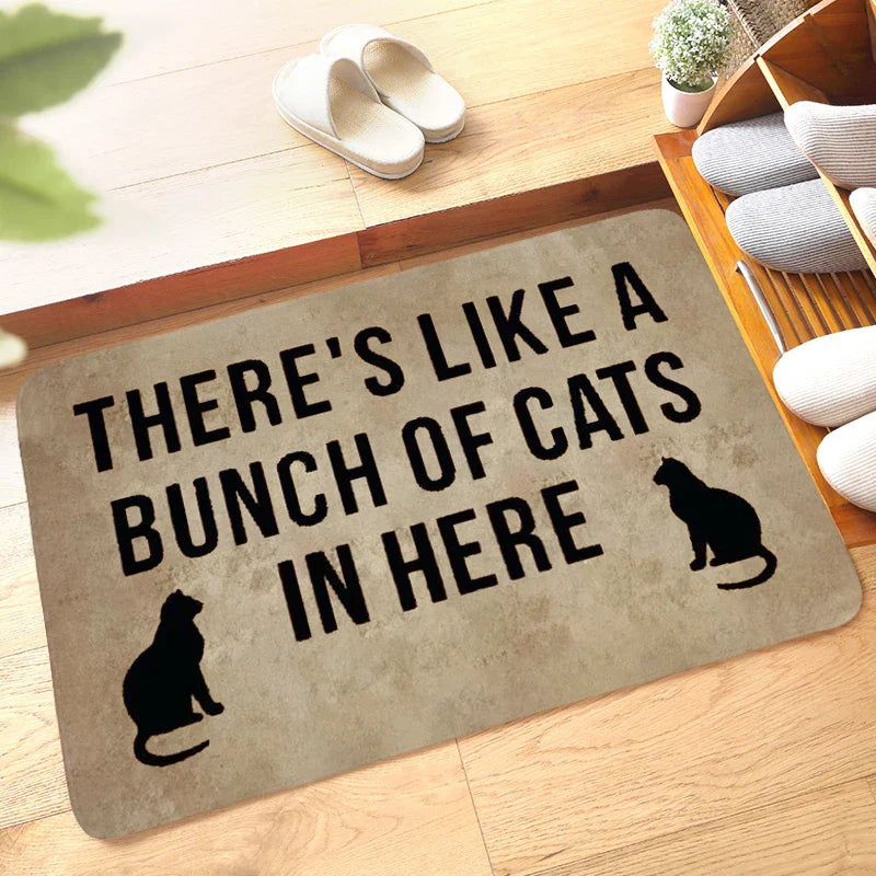 Axyaa Charming Cats Memory Foam Bath Mat - Anti-slip Coral Personalized Doormat