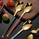Axyaa Stainless Steel Long Coffee Spoon Set Vintage Tableware Teaspoons Dessert Ice Cream