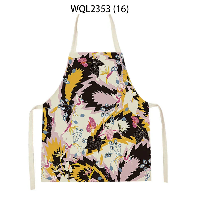 Axyaa Tropical Floral Kitchen Apron for Cooking, Baking, Cleaning - 47x38cm