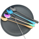 Axyaa 4-Piece Colorful Long Handle Spoon Set for Coffee, Tea, Desserts, and Juice