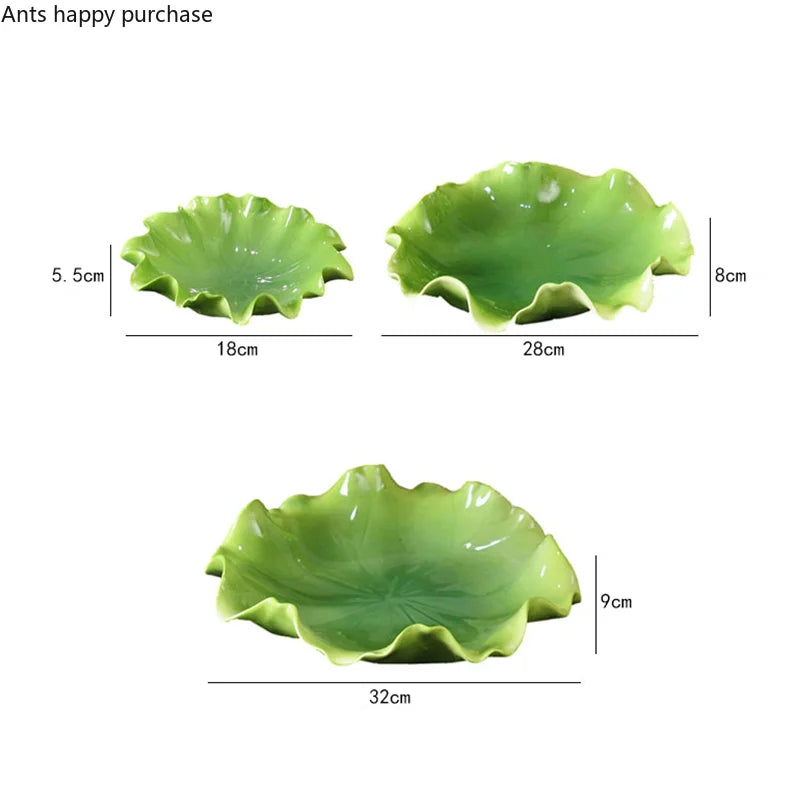 Lotus Leaf Ceramic Plate Set by Axya: Stylish Fruit Snack Dinner Salad Bowl tray Ornaments