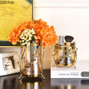 Axyaa Gilded Flower Branch Glass Vase for Modern Home Decor