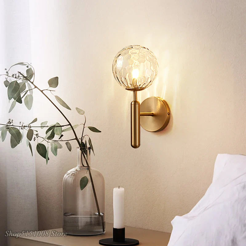 Axyaa Glass Ball LED Wall Lamp for Bedroom, Bathroom, Stair, Aisle Lighting
