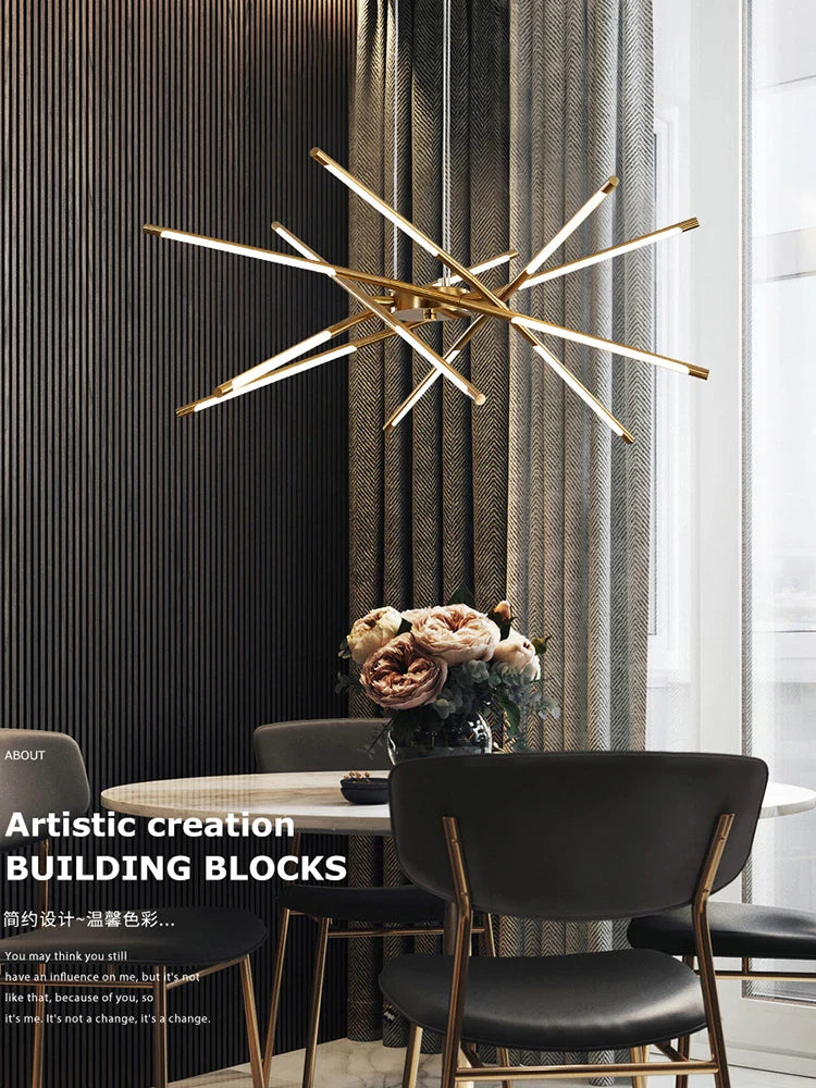 Axya Light Luxury Chandelier: Simple, Creative, Nordic Lamps for Dining Room and Bedroom