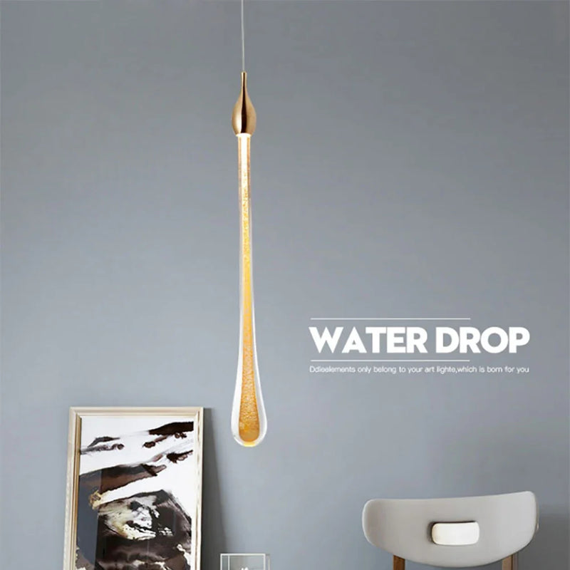 Axyaa Nordic LED Crystal Chandelier, Modern Simple Water Drop Design for Bedroom and Bar Decor