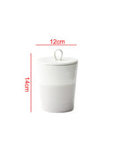 Axya White Ceramic Storage Jar with Lid - Kitchen Decor & Gift