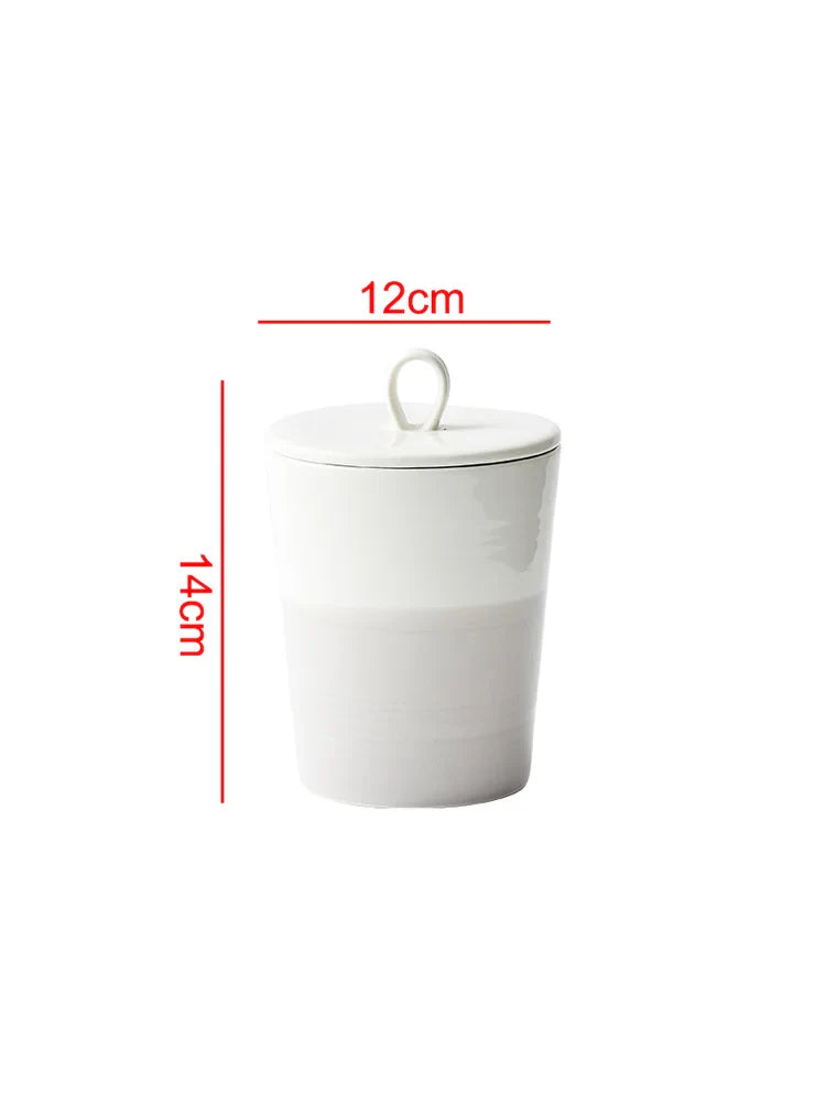 Axya White Ceramic Storage Jar with Lid - Kitchen Decor & Gift