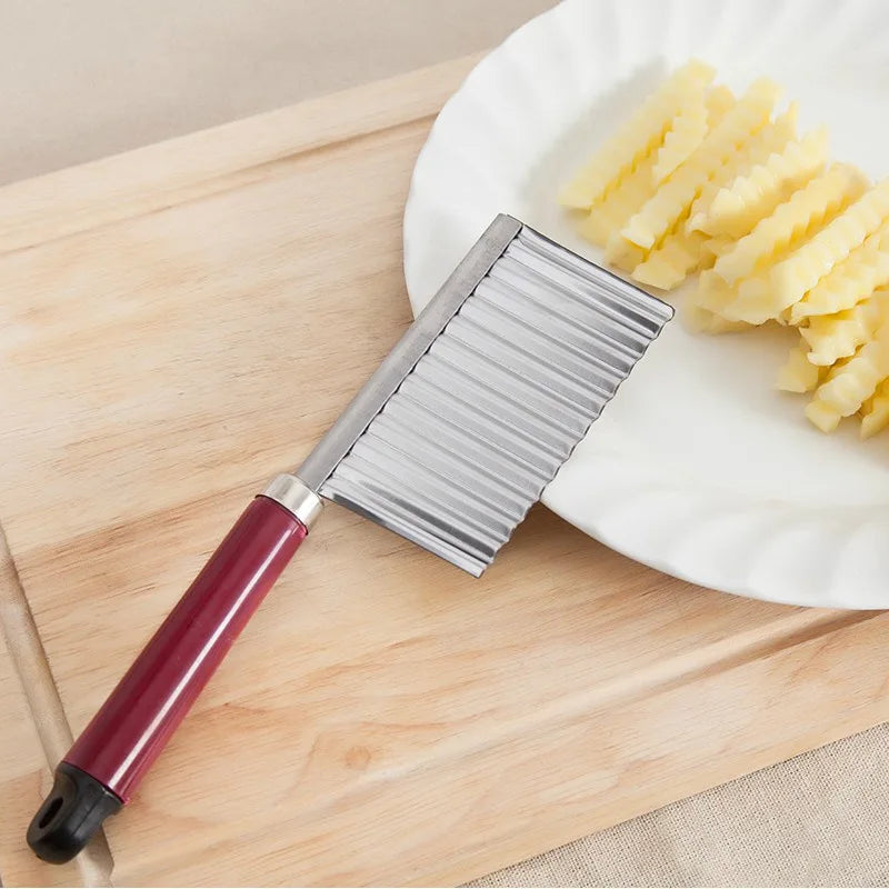 Axyaa Stainless Steel Wavy Cutter for Chips, Veggies, and Fruits
