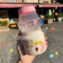 Axyaa Frosted Plastic Fruit Water Bottle 480ml Cute Leakproof Kawaii Milk Carton Shape