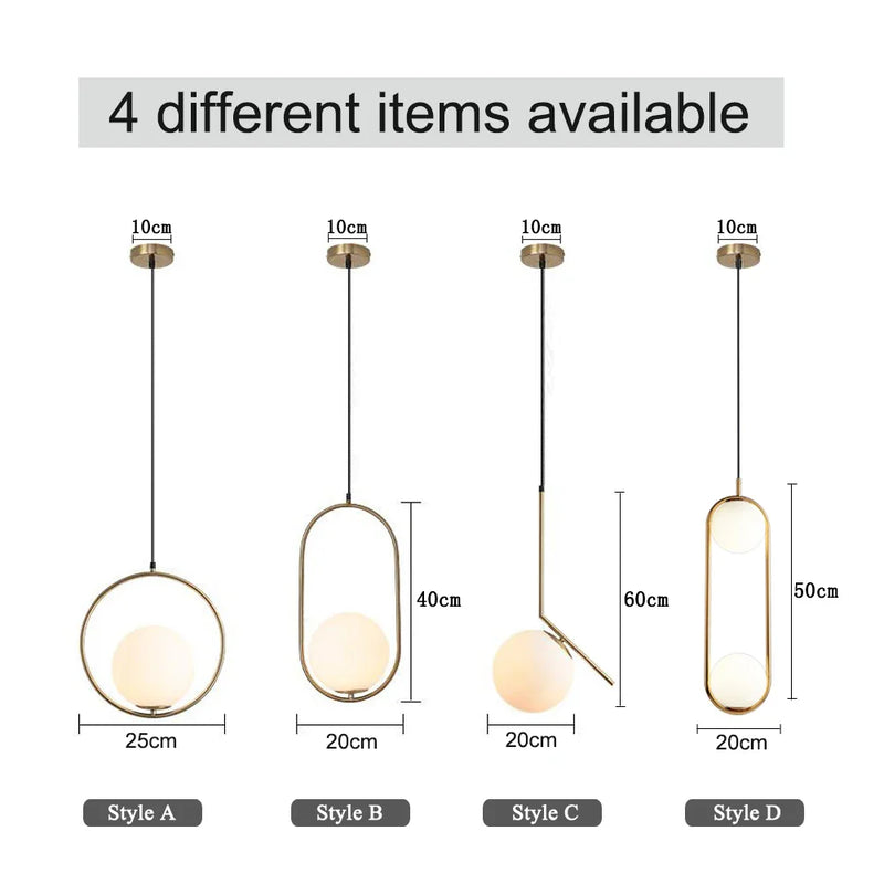 Axyaa Nordic White Glass Ball Pendant Lights for Dining & Bar