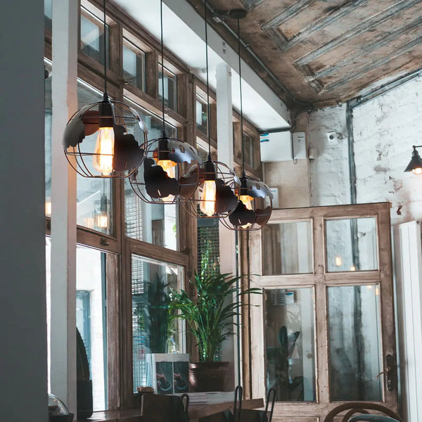 Axya Industrial Metal Globe Pendant Chandelier Light Fixtures