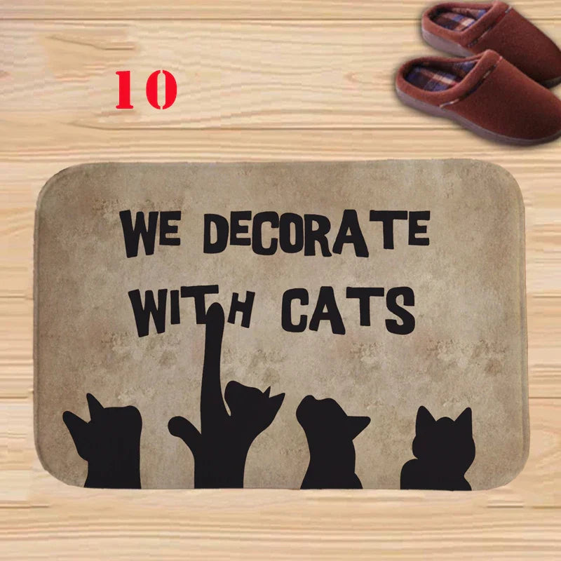 Axyaa Charming Cats Memory Foam Bath Mat - Anti-slip Coral Personalized Doormat