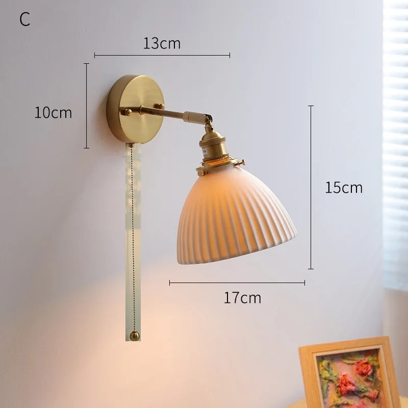Axyaa Ceramic LED Wall Lamp with Knob Switch for Bedroom, Bathroom, and Stairway