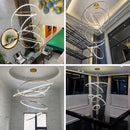 Axyaa Nordic Golden Circle Chandelier for Villa Living Room