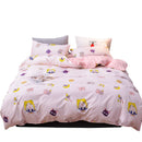 Axyaa Kawaii Cotton Bedding Set: Soft Duvet Cover, King Queen Full Twin Sizes, 3/4pcs Set