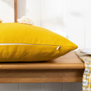 Axyaa Boho Style Mustard Yellow Embroidered Cotton Cushion Cover