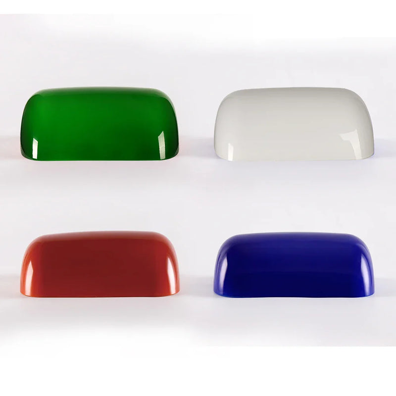 Glass Banker Lamp Cover Shade in Green/Blue/Amber/White for Table Lamps by Axyaa.