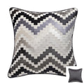 Axyaa Velvet Cushion Cover Zigzag Pattern Soft Pillow Cover in Grey Coffee Blue - 45x45cm/30x50cm/50x50cm