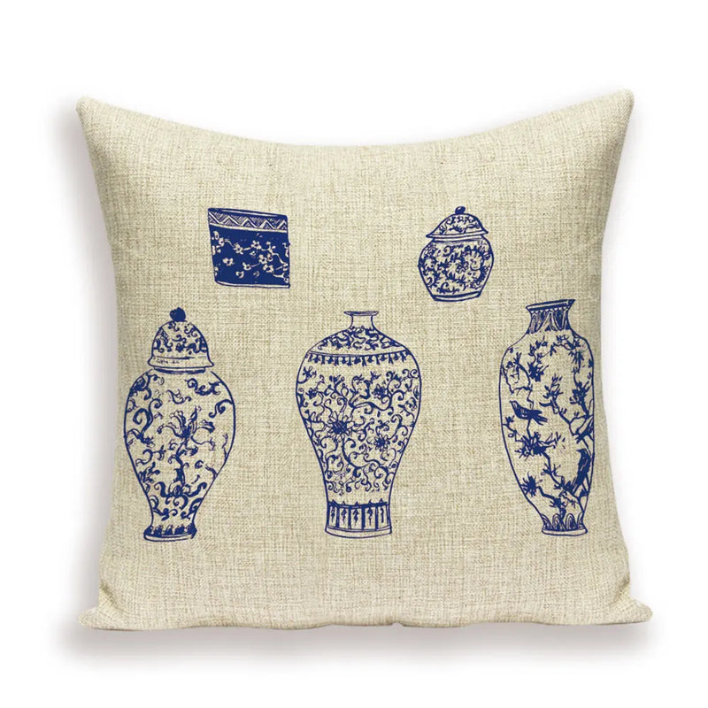 Axyaa Monkey Floral Pillow Cover - Vibrant Flower Vase Home Decor