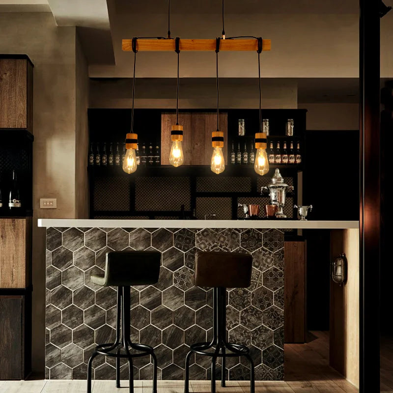 Axyaa Solid Wood Pendant Lamp Chandelier for Living Room and Dining Room