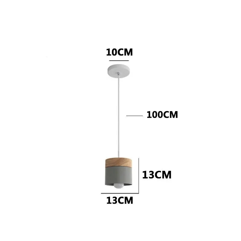 Axyaa Nordic Macaron Pendant Light: Modern E27 Hanging Lamp with Wood and Iron Accents