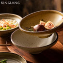 Axya Coarse Pottery Noodle Bowl Set - Japanese Style Deep Creative Salad Bowl