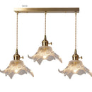Axyaa Flower Glass LED Pendant Copper Hanging Light Nordic Modern Dining Bedroom Fixtures