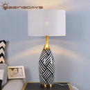 Zebra Stripes Ceramic Table Lamps by Axyaa - Home Decor, EU Plug, 110v 220v E27 Bulb