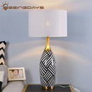 Axyaa Zebra Stripes Ceramic Table Lamps for Home Decor, EU Plug, E27 Bulb.