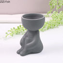 Axyaa Ceramic Little Man Statue Flower Pot Vase Home Decor Craft