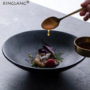 Axya Matte Black Ramen Bowl European Style Ceramic Tableware Deep Plate.