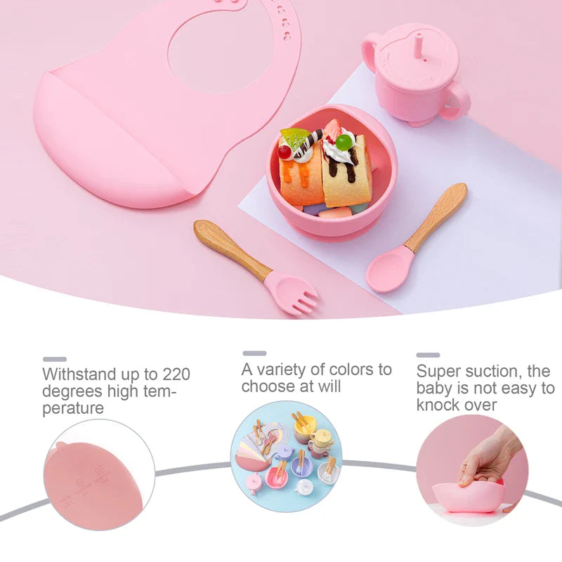 Axya Silicone Baby Feeding Set: Bowl, Spoon, Non-Slip, BPA-Free