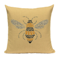 Axyaa Bee Pattern Linen Cushion Cover - Nordic Decorative Throw Pillow Case