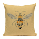 Axyaa Bee Pattern Linen Cushion Cover - Nordic Decorative Throw Pillow Case