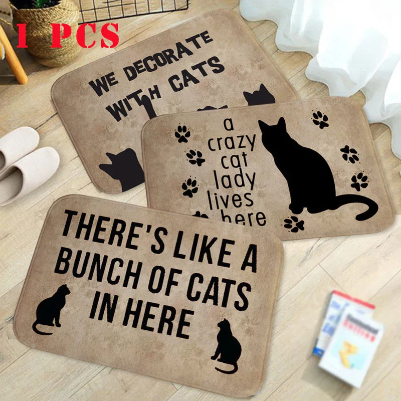 Axyaa Charming Cats Memory Foam Bath Mat - Anti-slip Coral Personalized Doormat