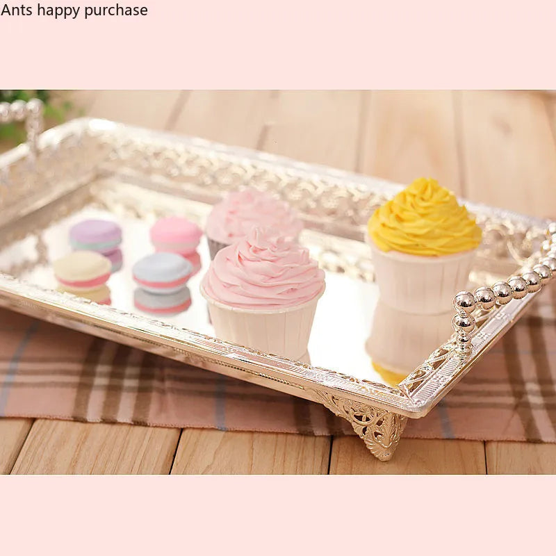 Axya Silver Plated Tray: Elegant European Style Dessert & Snack Serving Tray