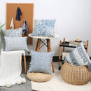 Axyaa Blue Tassel Cushion Cover - Boho Retro Style Home Decor
