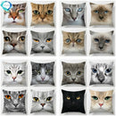 Axyaa Cat Face Print Throw Pillow Cover for Home Sofa Decor