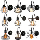 Axyaa Industrial Black Iron Wall Sconce with E27 Retro Cage Guard