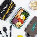 Axyaa Stainless Steel Liner Lunch Box with Free Cutlery and Letter Pattern