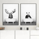 Axyaa Panda Giraffe Bear Elephant Nursery Wall Art Canvas Print