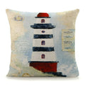 Axyaa Mediterranean Lighthouse Sail Print Pillow Cover for Home Decor