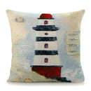 Axyaa Mediterranean Lighthouse Sail Print Pillow Cover for Home Decor
