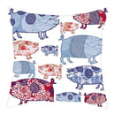 Axyaa Pig Oil Painting Cushion Cover Home Decor Sofa Chair 45X45cm