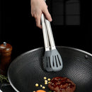 Axyaa Stainless Steel Kitchen Bread Tongs with No-Slip Handle