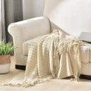 Axyaa Nordic Knit Throw Blanket Yellow Plaid 130x230cm