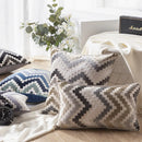Axyaa Velvet Cushion Cover Zigzag Pattern Soft Pillow Cover in Grey Coffee Blue - 45x45cm/30x50cm/50x50cm